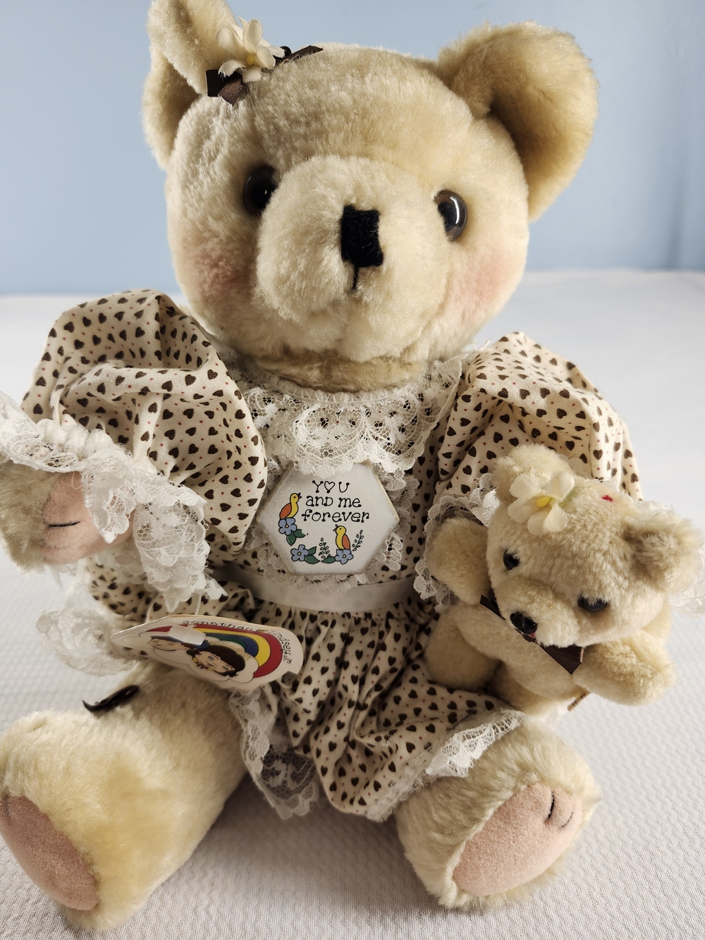 Vintage Jonathan & Lindsey Jr. You and Me Forever 12" Plush Bear Pair w/ Dress